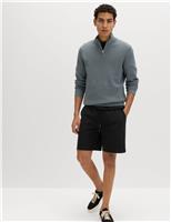 M&S Elasticated Waist Cotton Rich Shorts Navy