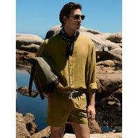 M&S Pure Linen Garment Dye Shirt Olive