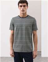 Pure Cotton Textured Striped T-Shirt