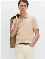 M&S Pure Cotton Striped Polo Shirt Sand