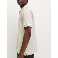M&S Pure Cotton Textured Polo Shirt Ecru
