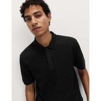 M&S Pure Cotton Textured Polo Shirt Black