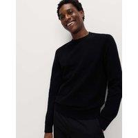 M&S Pure Cotton Textured Crew Neck Jumper Black