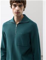 Milano-Knit Extended Funnel Neck Half Zip Jumper
