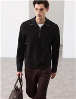 Milano-Knit Extended Funnel Neck Half Zip Jumper