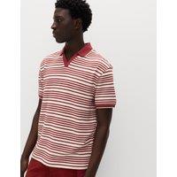 M&S Relaxed Fit Cotton Rich Textured Polo Shirt Paprika
