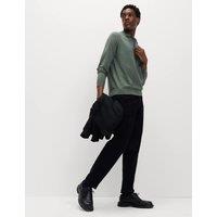 M&S Cotton Rich Knitted Polo Shirt Moss Green