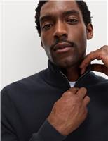 M&S Cotton Rich Textured Half Zip Jumper Sand