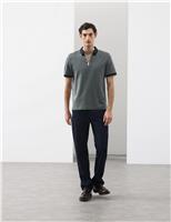 Pure Supima CottonJacquard Zip Up Polo Shirt