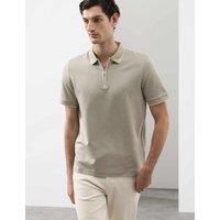 Autograph Pure Supima CottonJacquard Zip Up Polo Shirt Light Olive