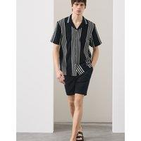 Autograph Pure Cotton Textured Revere Polo Shirt Dark Navy