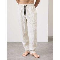 Autograph Linen Rich Striped Pyjama Bottoms Ecru Mix