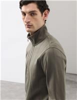 Pure Cotton Textured Striped Half Zip Jacket