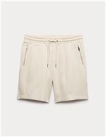 Autograph Regular Fit Cotton Rich Textured Shorts Dark Petrol