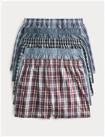 5 Pack Pure Cotton Checked Woven Boxers