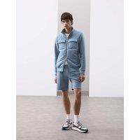 Autograph Cotton Rich Zip Up Pocket Jacket Light Blue