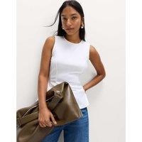 M&S Fitted Sleeveless Peplum Top Soft White