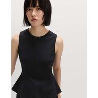 M&S Fitted Sleeveless Peplum Top Black