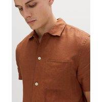 M&S Pure Linen Short Sleeve Shirt Rust