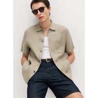 M&S Pure Linen Short Sleeve Shirt Natural