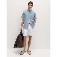 M&S Regular Fit Linen Rich Short Sleeve Shirt Chambray