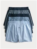 5 Pack Pure Cotton Geometric Woven Boxers