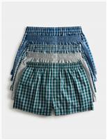 5 Pack Pure Cotton Checked Woven Boxers
