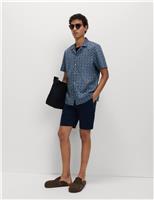 M&S Pure Cotton Geometric Shirt Blue