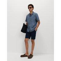 M&S Pure Cotton Geometric Shirt Blue