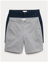 M&S 2 Pack Regular Fit Stretch Chino Shorts Sand Mix