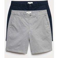 M&S 2 Pack Regular Fit Stretch Chino Shorts Ash Grey