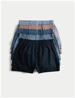 M&S 5 Pack Pure Cotton Foulard Woven Boxers Navy Mix