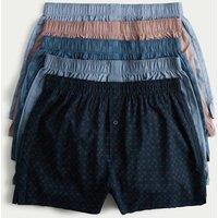 M&S 5 Pack Pure Cotton Foulard Woven Boxers Navy Mix