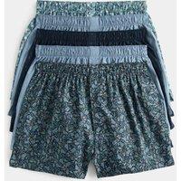 M&S 5 Pack Cotton StayNew Floral Woven Boxers Blue Mix