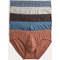 M&S 5 Pack Pure Cotton Cool & Fresh Striped Briefs Blue Mix