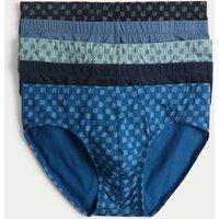 M&S 5 Pack Pure Cotton Cool & Fresh Slips Blue Mix