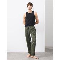 Autograph Pure Lyocell Slim Fit Striped Pyjama Bottoms Dark Olive