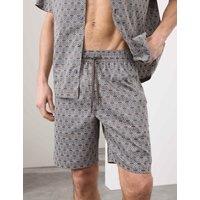 Autograph Cotton Rich Printed Pyjama Shorts Dark Petrol