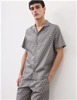 Autograph Cotton Rich Printed Pyjama Top Dark Petrol