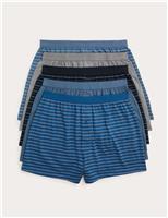 5 Pack Pure Cotton Cool & Fresh Striped Jersey Boxers