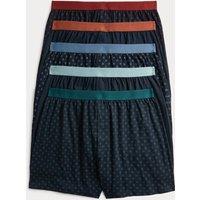 M&S 5 Pack Cotton Stretch Geometric Jersey Boxers Navy Mix