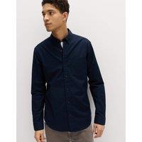 M&S Slim Fit Ultimate Cotton Rich Stretch Oxford Shirt Dark Navy