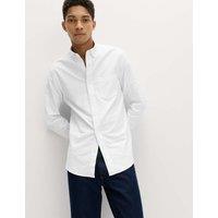 M&S Slim Fit Ultimate Cotton Rich Stretch Oxford Shirt White