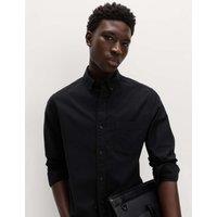 M&S Slim Fit Ultimate Cotton Rich Stretch Oxford Shirt Black