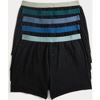 M&S 5 Pack Cotton Stretch Boxers Black Mix