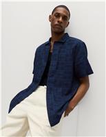 M&S Regular Fit Easy Iron Pure Cotton Shirt Navy Mix