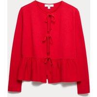 Ribbed Peplum Tie Front Cardigan
