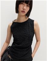 Cotton Rich Textured Hardware Detail Tank Top