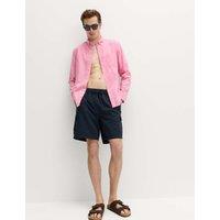 M&S Regular Fit Cotton Linen Blend Shirt Pink