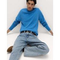 M&S Pure Lambswool Crew Neck Jumper Gentian Blue